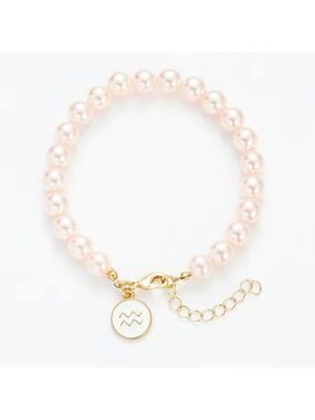 Aquarius 14k gold horoscope beaded adjustable chain bracelet